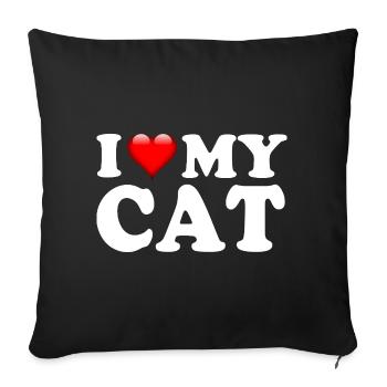 J’adore mon design adorateur de chat mignon - Housse de coussin décorative 45 x 45 cm - noir - Devant