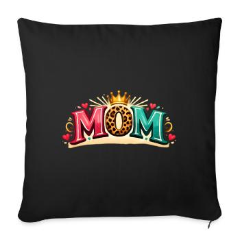 MOM! Crown, Leo Love, Personalizable - Sofa pillowcase 17,3'' x 17,3'' (45 x 45 cm) - black - Front