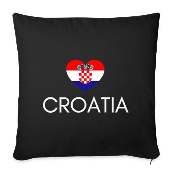 Cœur avec drapeau croate, j’aime la Croatie - Housse de coussin décorative 45 x 45 cm - noir - Devant