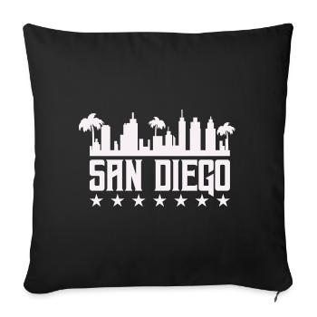 San Diego Skyline Palm Vista - Housse de coussin décorative 45 x 45 cm - noir - Devant