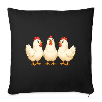 Poulets - Housse de coussin décorative 45 x 45 cm - noir - Devant