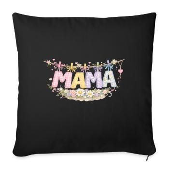 Mama Fleurs et Pastel | Cadeau Fête des Mères - Housse de coussin décorative 45 x 45 cm - noir - Devant
