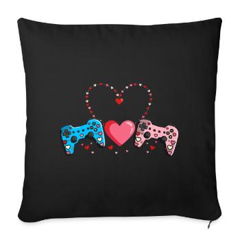 Retro Heart Valentine's Day Design Love - Sofa pillowcase 17,3'' x 17,3'' (45 x 45 cm) - black - Front