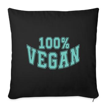 100% Vegan – Powered by Plants Meme Design - Sofa pillowcase 17,3'' x 17,3'' (45 x 45 cm) - black - Front