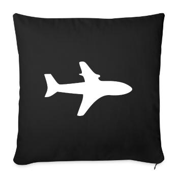 Flugzeug Reise Flugreise Geschenk - Sofakissenbezug 45 x 45 cm - Schwarz - Vorne