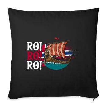 Norvège des fjords Norge Navire scandinave ro-viking - Housse de coussin décorative 45 x 45 cm - noir - Devant