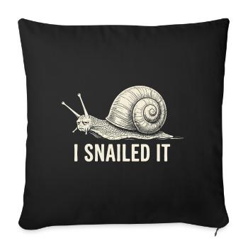 I Snailed It Cartoon Snail Tee - Sofa pillowcase 17,3'' x 17,3'' (45 x 45 cm) - black - Front