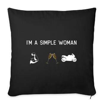 Je suis une femme simple - muscles moto de vin mousseux - Housse de coussin décorative 45 x 45 cm - noir - Devant