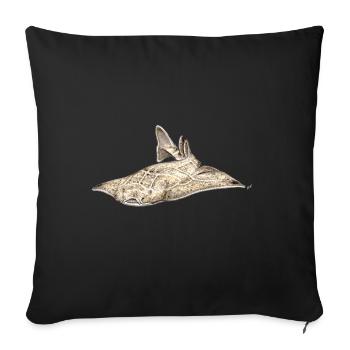 Angelote - Angel shark - Shark - Requin ange - Sofa pillowcase 17,3'' x 17,3'' (45 x 45 cm) - black - Front