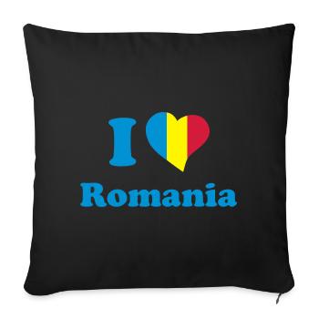 I love Romania - J'aime la Roumanie - Housse de coussin décorative 45 x 45 cm - noir - Devant
