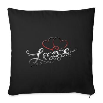 Two hearts with love and infinity symbol - Sofa pillowcase 17,3'' x 17,3'' (45 x 45 cm) - black - Front