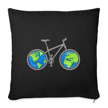 Le tour du monde en vélo - Housse de coussin décorative 45 x 45 cm - noir - Devant