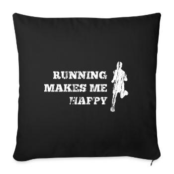 Running makes me happy running saying used look - Sofa pillowcase 17,3'' x 17,3'' (45 x 45 cm) - black - Front