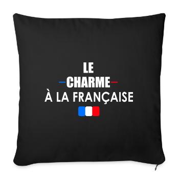 Le charme à la française t-shirt cadeau - Housse de coussin décorative 45 x 45 cm - noir - Devant