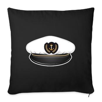 Chapeau de capitaine pour le capitaine de son navire - Housse de coussin décorative 45 x 45 cm - noir - Devant