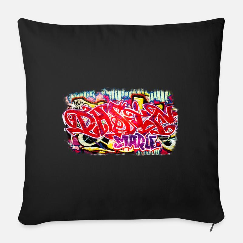 Berliner Mauer Graffiti Schrift - Sofakissenbezug 45 x 45 cm - Schwarz