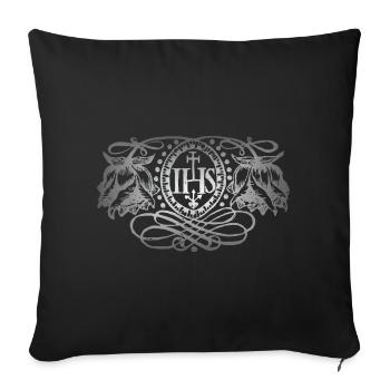Jesus Christ IHS, ancient illustration, hope - Sofa pillowcase 17,3'' x 17,3'' (45 x 45 cm) - black - Front