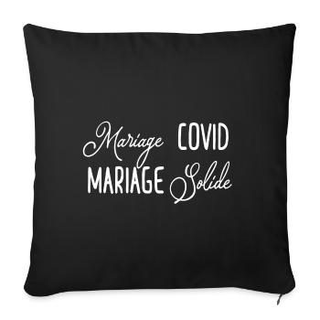 mariage covid mariage solide - Housse de coussin décorative 45 x 45 cm - noir - Devant