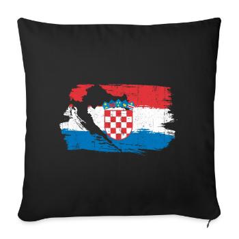 Croatian Crest Brush Flag - Sofa pillowcase 17,3'' x 17,3'' (45 x 45 cm) - black - Front
