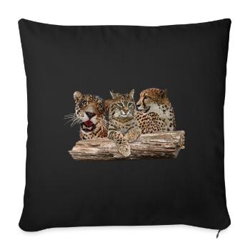 Lynx, Jaguar et Guépard - Housse de coussin décorative 45 x 45 cm - noir - Devant