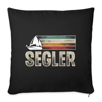 Segeln Segler Segelboot Retro Vintage - Sofakissenbezug 45 x 45 cm - Schwarz - Vorne
