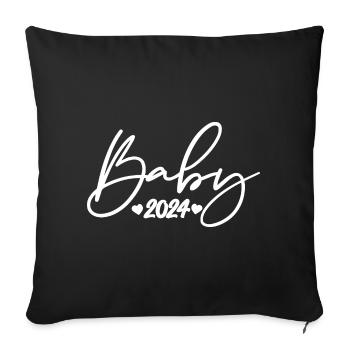 Bébé 2024 Grossesse Annonce Naissance bébé - Housse de coussin décorative 45 x 45 cm - noir - Devant