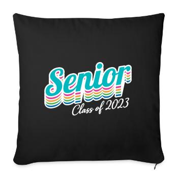 Cadeau de fête de remise des diplômes rétro de la classe senior de 2023 - Housse de coussin décorative 45 x 45 cm - noir - Devant