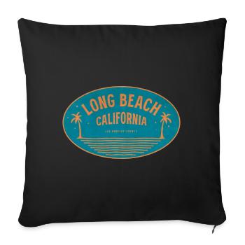 Long Beach California Retro Beach Motif - Sofa pillowcase 17,3'' x 17,3'' (45 x 45 cm) - black - Front