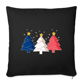 Joyeux Noël Weihnachtsbäume Frankreich Flagge - Sofakissenbezug 45 x 45 cm - Schwarz - Vorne