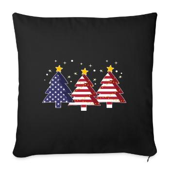 Arbres de Noël Amérique Drapeau des États-Unis - Housse de coussin décorative 45 x 45 cm - noir - Devant