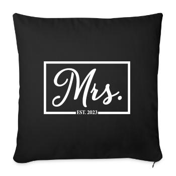 Mme Est. 2023 Fiançailles Mariage Douche nuptiale - Housse de coussin décorative 45 x 45 cm - noir - Devant