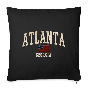 T-shirt rétro du drapeau Atlanta Georgia - Housse de coussin décorative 45 x 45 cm - noir - Devant