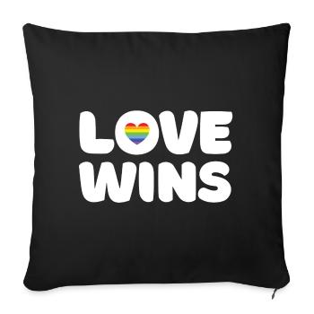 Pride Month LGBTQ - Love Wins - Sofa pillowcase 17,3'' x 17,3'' (45 x 45 cm) - black - Front