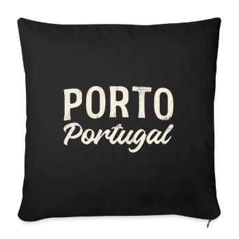 Porto Portugal Lettrage Vintage - Housse de coussin décorative 45 x 45 cm - noir - Devant