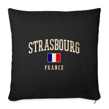 Strasbourg - France flag - Sofa pillowcase 17,3'' x 17,3'' (45 x 45 cm) - black - Front