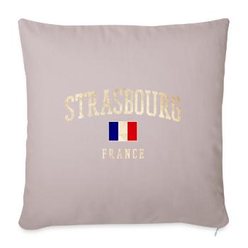 Strasbourg - Drapeau de la France - Housse de coussin décorative 45 x 45 cm - taupe clair - Devant