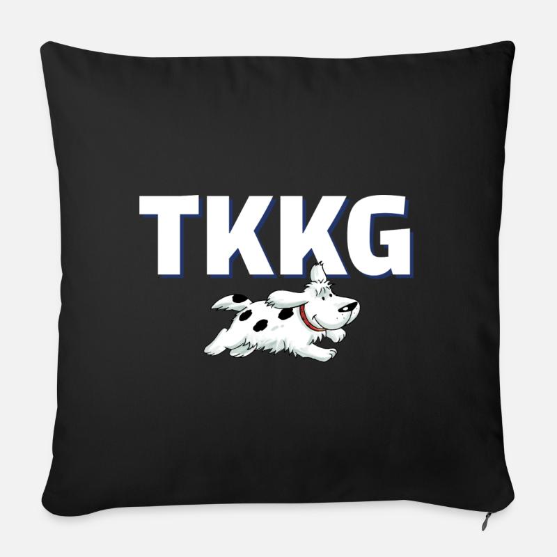 TKKG Logo Mit Gabys Hund Oskar - Sofakissenbezug 45 x 45 cm - Schwarz