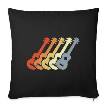 Vintage Ukulele Drawing - Sofa pillowcase 17,3'' x 17,3'' (45 x 45 cm) - black - Front