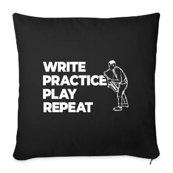 Écrire, s’entraîner, jouer, répéter - Housse de coussin décorative 45 x 45 cm - noir - Devant