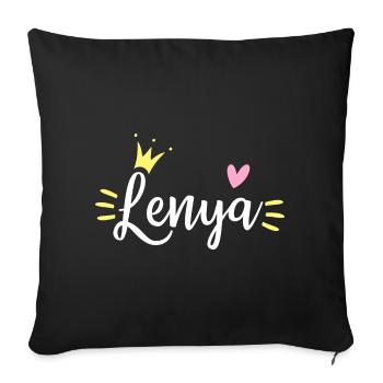 Couronne de nom Lenya - Housse de coussin décorative 45 x 45 cm - noir - Devant