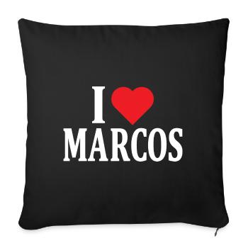 t-shirt J’aime Marcos t-shirt idée cadeau - Housse de coussin décorative 45 x 45 cm - noir - Devant