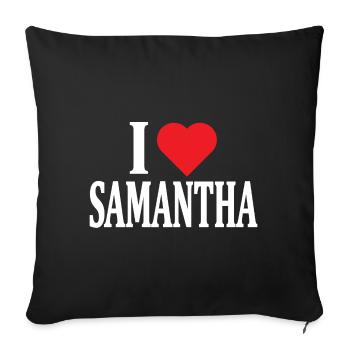 t-shirt J’aime Samantha t-shirt idée cadeau - Housse de coussin décorative 45 x 45 cm - noir - Devant