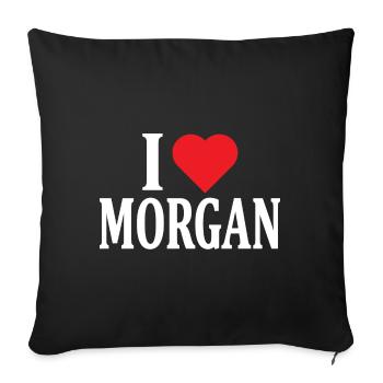 t-shirt j’aime Morgan t-shirt idée cadeau - Housse de coussin décorative 45 x 45 cm - noir - Devant