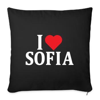 t-shirt I love Sofia t-shirt gift idea - Sofa pillowcase 17,3'' x 17,3'' (45 x 45 cm) - black - Front