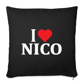 t-shirt I love Nico t-shirt gift idea - Sofa pillowcase 17,3'' x 17,3'' (45 x 45 cm) - black - Front