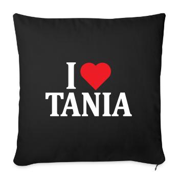 t-shirt I love Tania t-shirt idée cadeau - Housse de coussin décorative 45 x 45 cm - noir - Devant