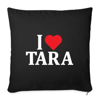 t-shirt J’aime Tara t-shirt idée cadeau - Housse de coussin décorative 45 x 45 cm - noir - Devant