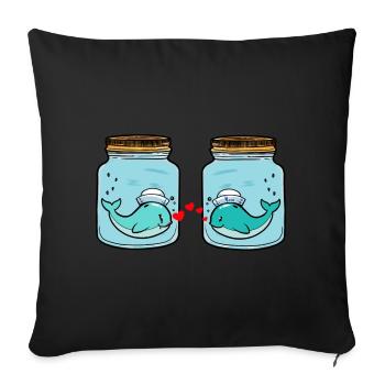 Whale Pisces Love Breakup Heartbreak Tears - Sofa pillowcase 17,3'' x 17,3'' (45 x 45 cm) - black - Front