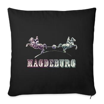 Magdeburg | Otto von Guerickes Halbkugelexperiment - Sofakissenbezug 45 x 45 cm - Schwarz - Vorne
