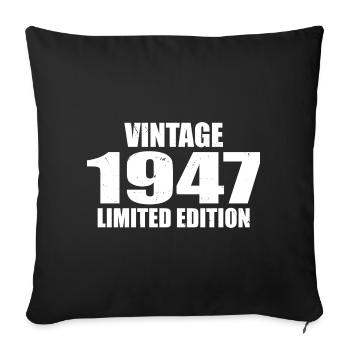 Vintage, 1947, Anniversaire, 1947, Rétro, 1947 - Housse de coussin décorative 45 x 45 cm - noir - Devant